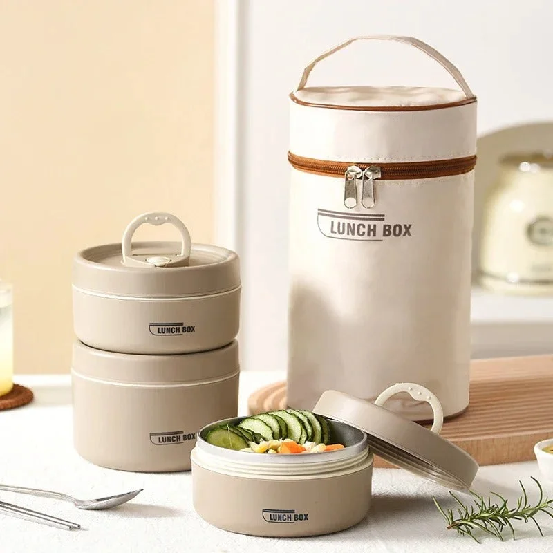 3 pot lunch box with heat protection