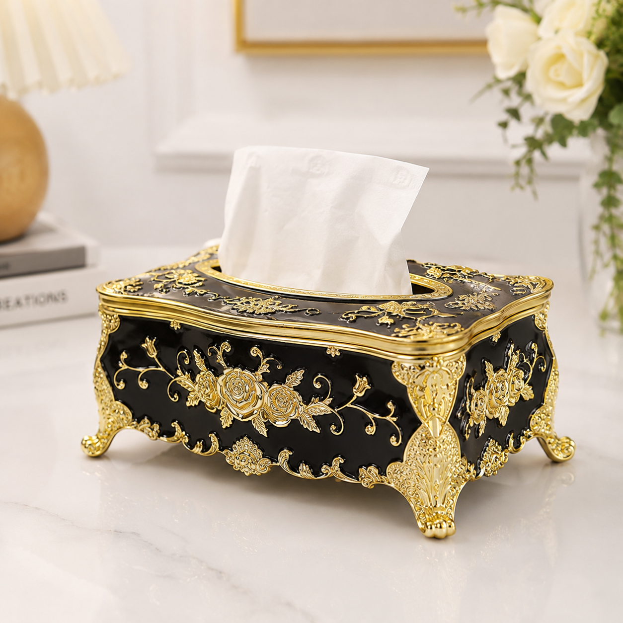 Premium Tissue Box Holder (black)